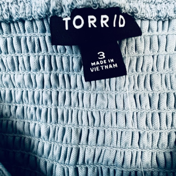 Torrid Light Blue Sweetheart Neck Lace Long Sleeve Mini Dress - Picture 7 of 9